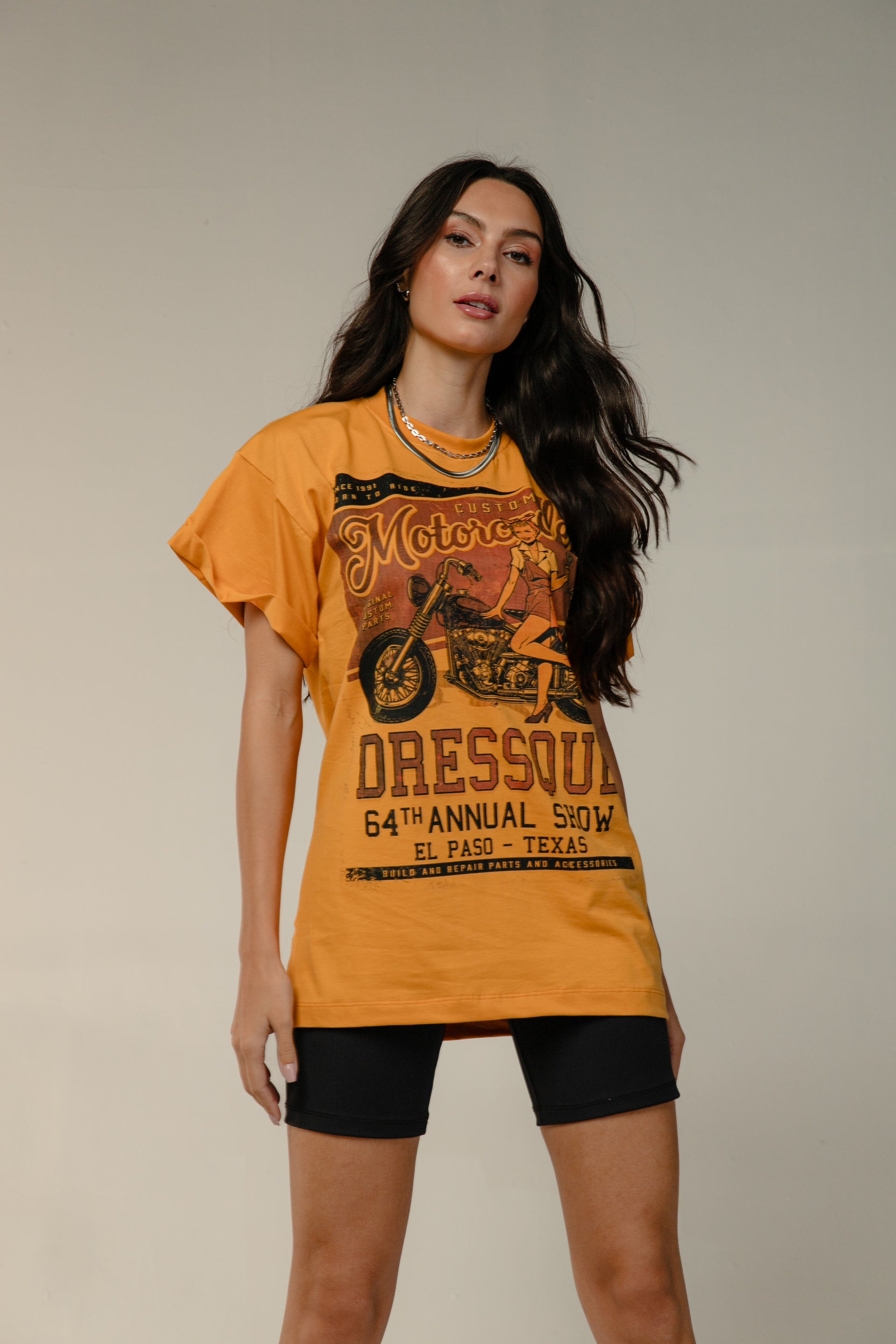 T-SHIRT MOTOCICLES - Mostarda