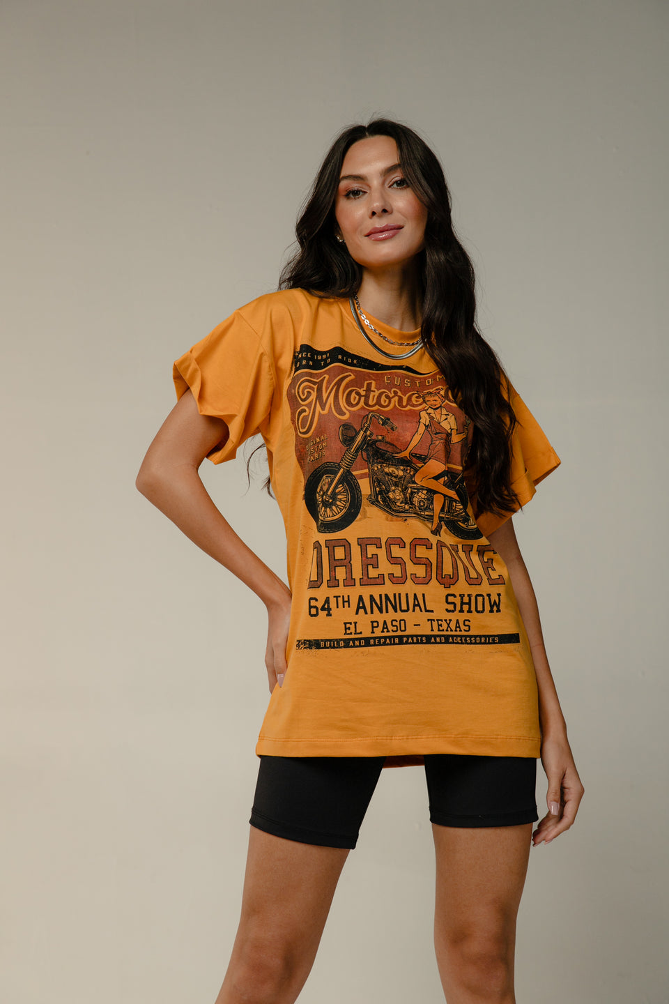 T-SHIRT MOTOCICLES - Mostarda