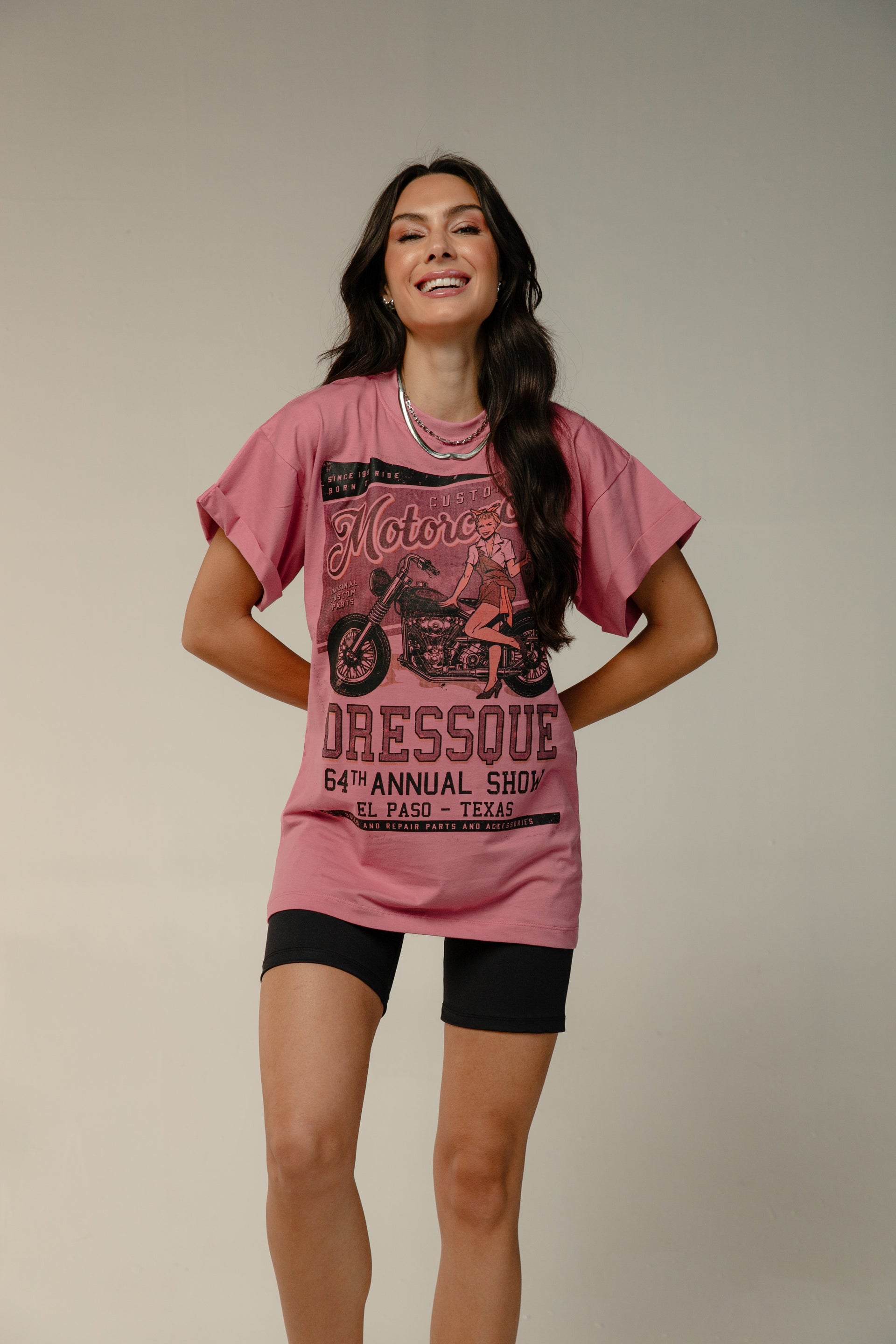 T-SHIRT MOTOCICLES - Rosa Escuro