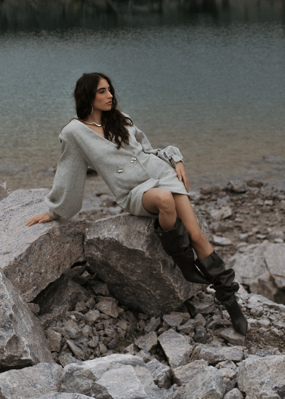 VESTIDO LINE - Cinza